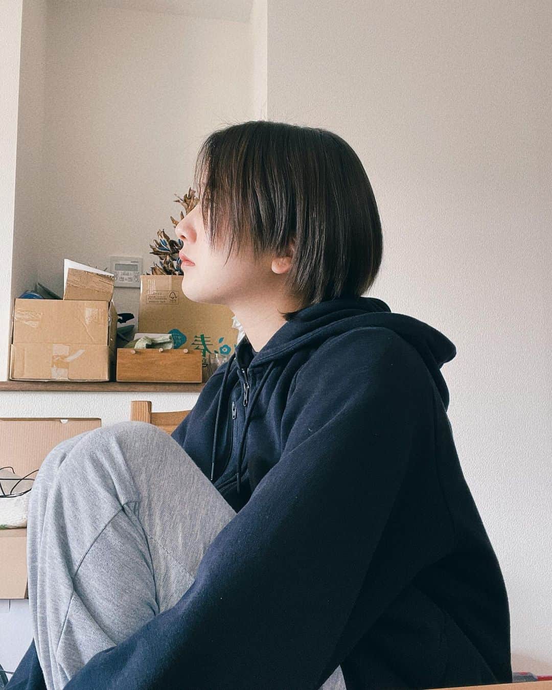 のインスタグラム：「ニューヘアなのです。広めの前髪というか、ウルフカットというか( •̅_•̅ )」