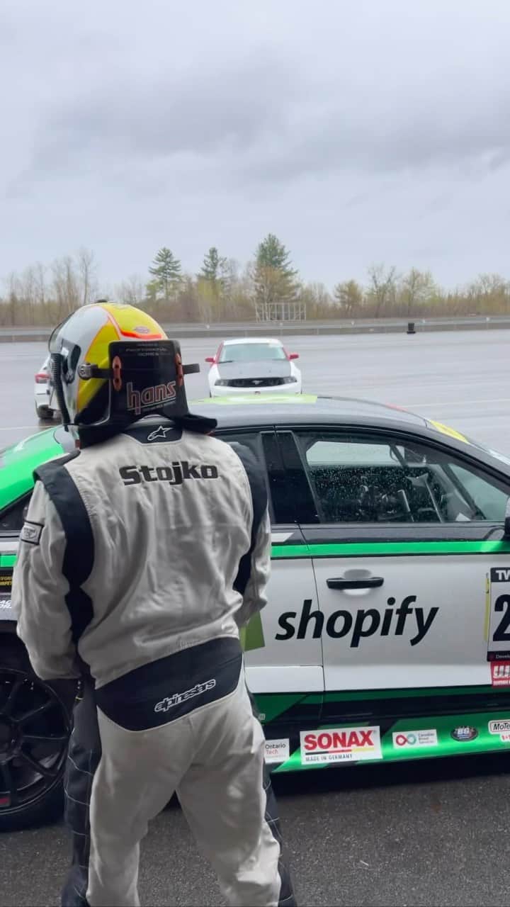 エルビス・ストイコのインスタグラム：「Making the most of the @starsonice show in Ottawa!  We couldn’t quite make it to the @felmotorsports test with @elvistojko at CTMP, but managed to squeeze in some wet testing time at @calabogiemotorsportspark in the @shopify Audi RS3 LMS! . . . #StartYourDreams #Spandex2Nomex  #TestDay #RainRacing #Calabogie  #ElvisStojko #StarsOnIce #BecauseRacecar #Audi  #RacingTeam #DriverDevelopment #DevelopBuildSupportDrive  @twothautosport  @audicanada  @felmotorsports  @shopify @shopapp」