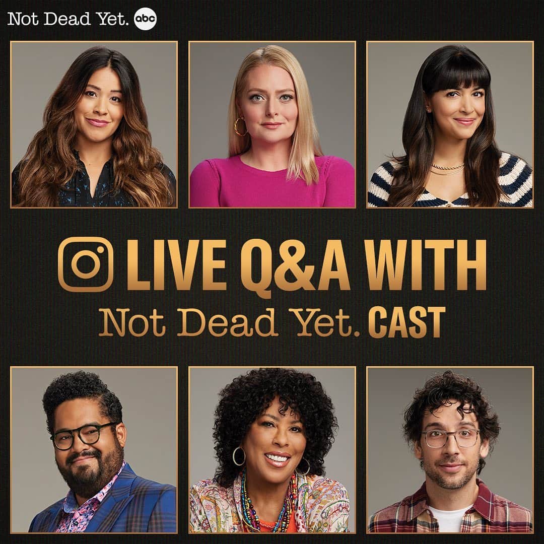 アメリカン・ブロードキャスティング・カンパニーのインスタグラム：「Before the season finale, get all your ❓ answered by the #NotDeadYetABC cast TODAY at 10:30am PST LIVE on @hereisgina 🙌」