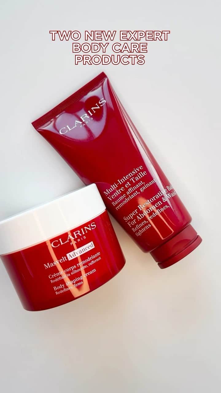 Clarins Canadaのインスタグラム：「Clarins has reimagined two of its iconic body contour creams.❤️ Featuring the best natural extracts to meet each need, carefully selected by the Clarins Research team.  ✨ Masvelt Advanced Body Shaping Cream: to contour and shape ✨ Super Restorative Balm for Abdomen and Waist: to tighten and redefine __________ Clarins a réimaginé deux de ses crèmes remodelantes emblématiques.❤️ Avec les meilleurs extraits naturels pour répondre à chaque besoin, soigneusement sélectionnés par l’équipe de recherche Clarins. ✨ Masvelt Advanced : pour sculpter et modeler votre silhouette ✨ Baume Multi-Intensive Ventre et Taille : pour la raffermir et redéfinir . . . #Clarins #BodyShaping #BodyConfidence」