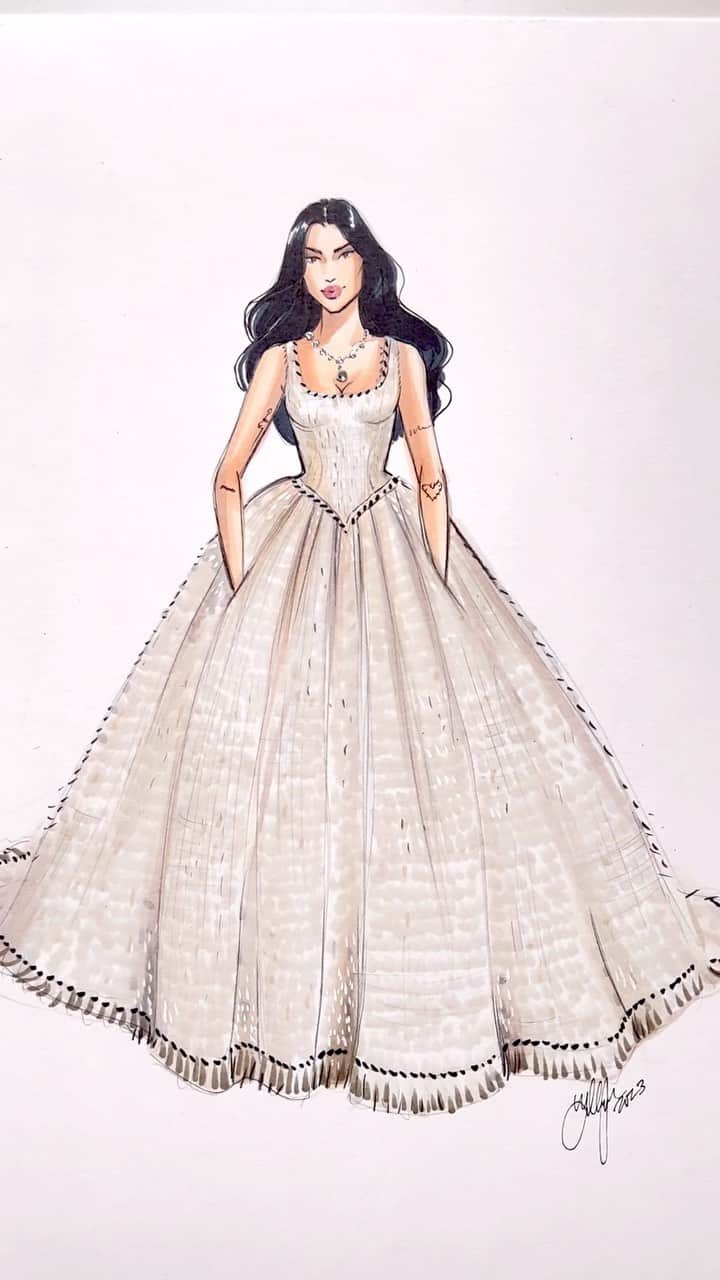 Holly Nicholsのインスタグラム：「Dua Lipa in Chanel 🖤🤍 #dualipa #metgala #asmr #copicmarkers #fashionillustration」