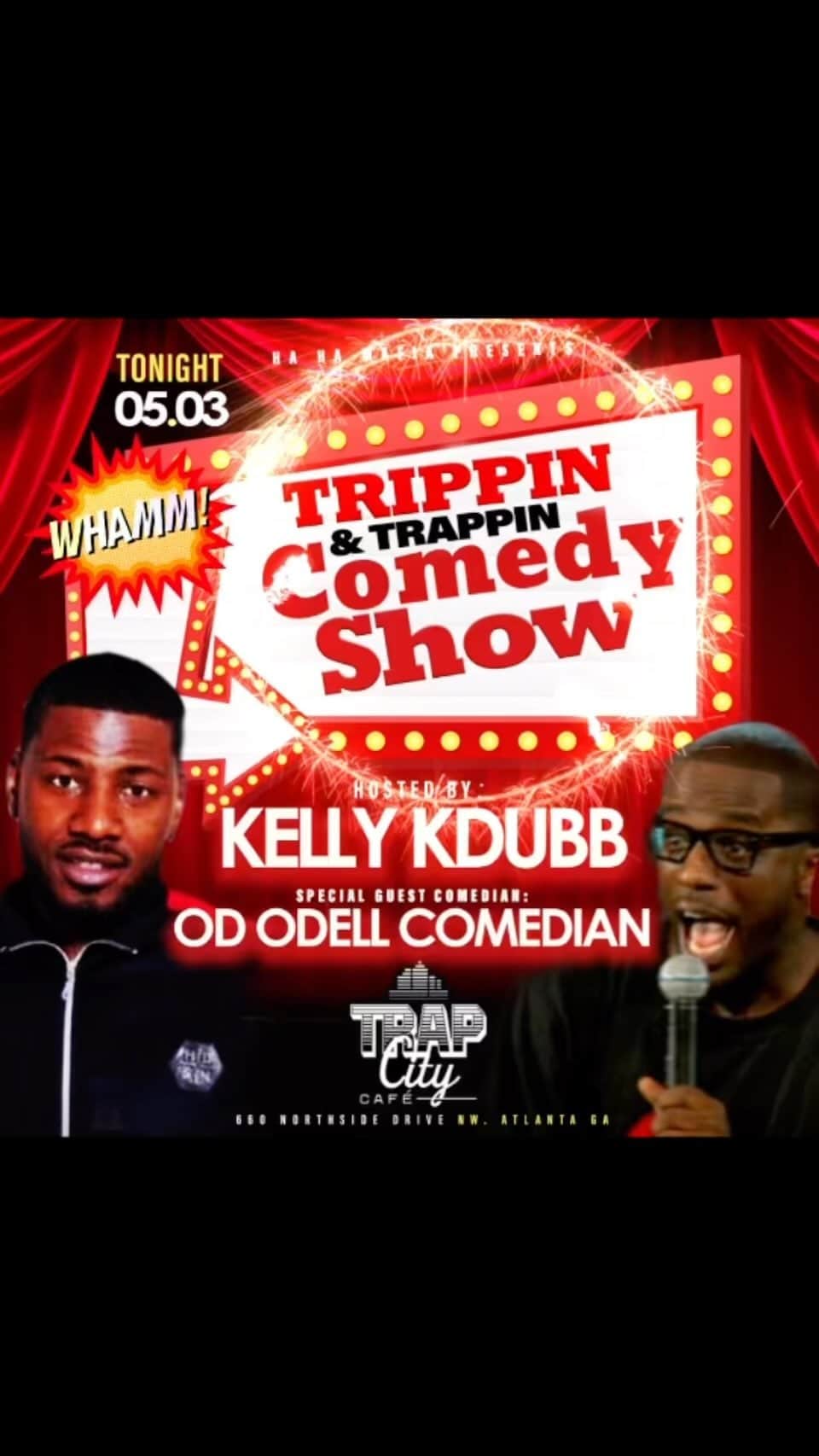 T.I.のインスタグラム：「FREE COMEDY SHOW PULL UP! Tonight & Every Wednesday Ha Ha Mafia presents TRIPPIN & TRAPPIN COMEDY OPEN MIC 🎤 & SHOW Hosted By @comediankdubb23 with headliners @ododell  CELEBRITY GUEST COMEDIANS show starts 9pm & Birthday Celebration for @tylerchronicles  @trapcitycafe 660 Northside Dr NW Open 5pm show starts 930pm Free Entry All Night #LiveDJ #Vibe #Trippin&Trappin #Comedy #Patio #Food #Hookah #Drinks #OpenMic #FreeEntry #ValetParking #TrapCityCafe powered by @tip @mikeupscale1 @hustlegangdoc  @HardBottom to RSVP for tables text the word COMEDY to 404-901-5272 or www.TrapCityCafe.net」
