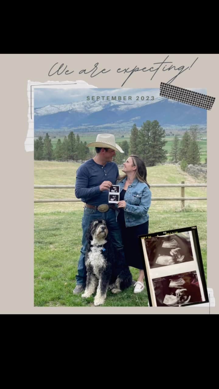 ペイジ・ローレンスのインスタグラム：「I guess the theory is true- when rodeo cowboys get hurt, they make babies. 🤣 We are so excited for September to get here! #ChampionsPartyOfThree」