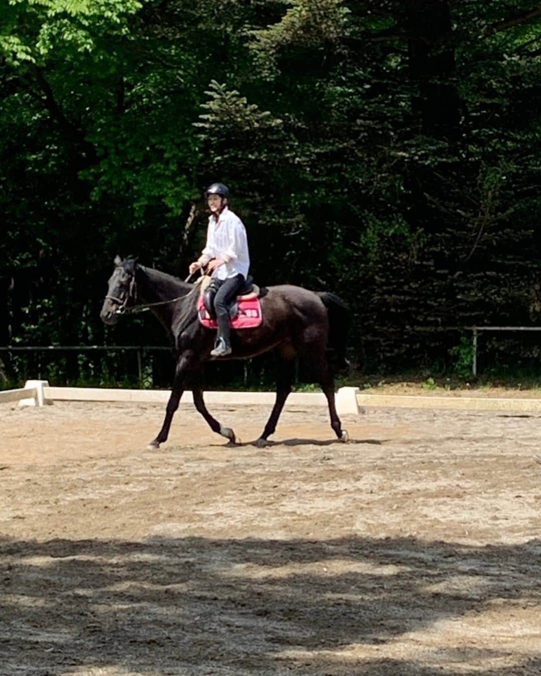 藤田陽子さんのインスタグラム写真 - (藤田陽子Instagram)「お休み初日は、久しぶりに乗馬  今回、やっとマイヘルメット買いました♪ 毎回、ヘルメットもブーツも乗馬クラブでお借りしているのだけど、ヘルメットピッタリ合うものを探すのに時間がかかるの  これからも続けていくなら、そろそろ買ってもいいかな〜と思って♪  今の目標は、駆け足が手綱だけで乗れるようになること 時々しかできないから、進みは遅いんだけど、諦めず続けていくつもりです。  イギリスに留学してるとき、遊んでばっかりいないで乗馬習っておけばよかったかも…  @yoko.fujita.official  @define_beauty_japan  @definebeautyjapan   #乗馬 #乗馬女子 #乗馬好きな人と繋がりたい #乗馬体験 #アラフィフ #アラフィフコーデ #アラフィフ女子 #アラフィフライフ #那須塩原 #那須トレーニングファーム #horseriding #horselove」5月4日 10時11分 - yoko.fujita.official