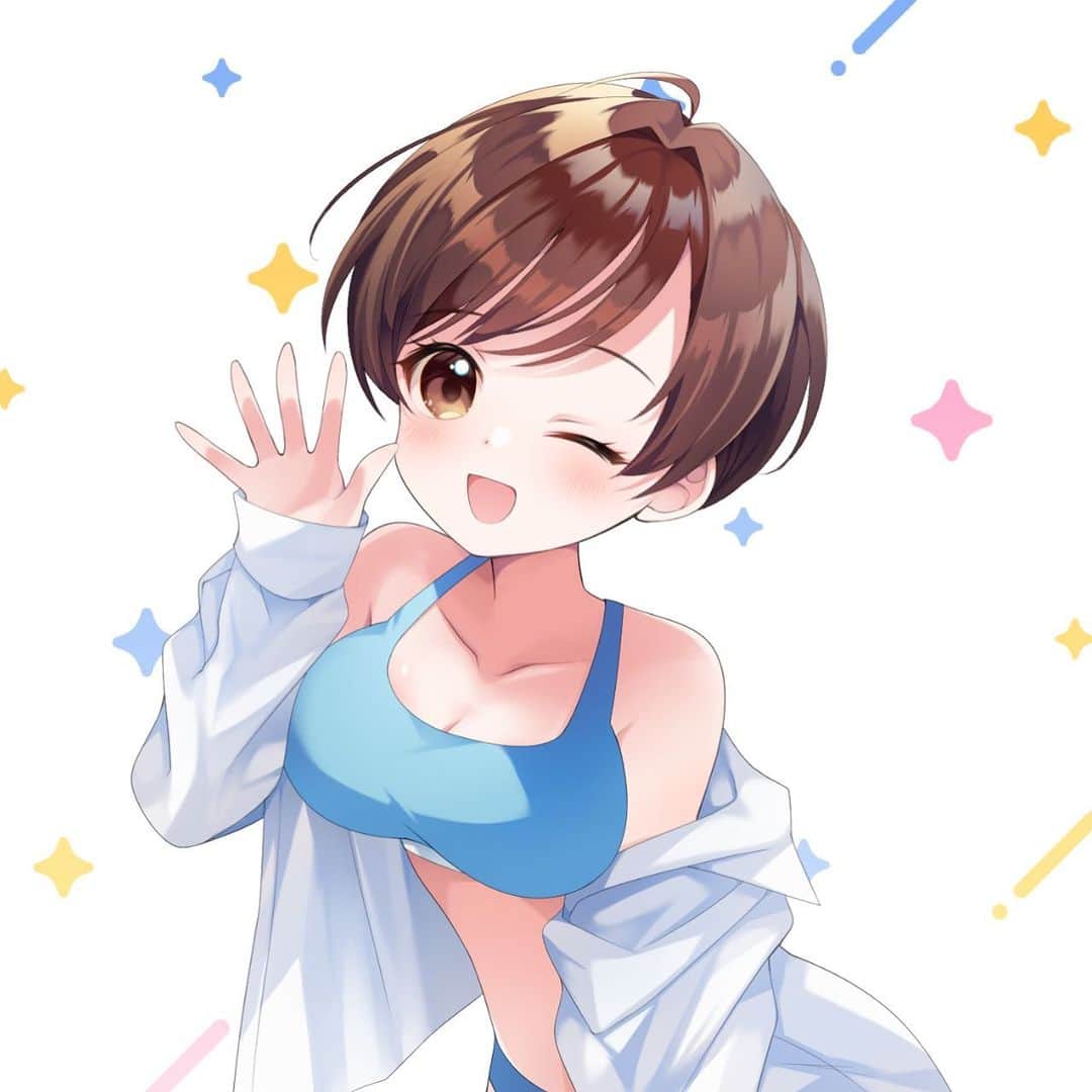 織畑ミチルのインスタグラム：「ついに！配信用のイラストが完成しました！！！！！！！！  可愛いイラストを描いていただきました💙  今後の生配信は、顔出し＋イラスト半々くらいでやっていこうかなと思っています！  無事、ツイキャスは収益化できましたので たくさんアイテム投げていただけたら 嬉しいです💙😆(アイテムカスタムしました)  色々な展開(グッズ制作等)をしていけたらいいなとも思っていますので、引き続きよろしくお願いします！  #イラスト #イラスト好きな人と繋がりたい #ショートヘア #アニメ #アニメ好きな人と繋がりたい #ショートカット #グラビア #生配信 #ツイキャス」