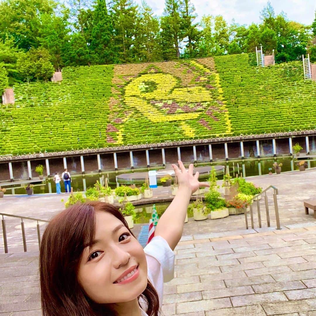 のインスタグラム：「#宇治市植物公園  日本一を誇る立体花壇  昨年の99作目が「恐竜」でした🦖 今年の100作目は「干支うさぎ」ですって🐰🌷 (5月中旬まで)  たくさんの自然に癒されたよ  #京の小話 #地元ぶらり #左から感じる恐竜の視線」