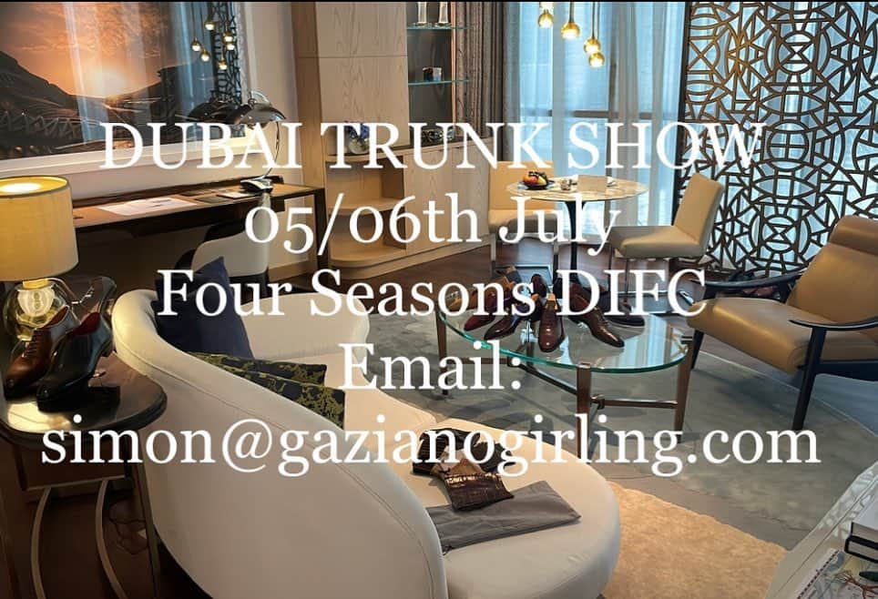 ガジアーノ&ガーリングのインスタグラム：「We are excited to be coming back to Dubai this July.   Simon will be at the Four Seasons DIFC 5/6th July.   We are again travelling with our friends from @cadandthedandy   Email: Simon@gazianogirling.com」