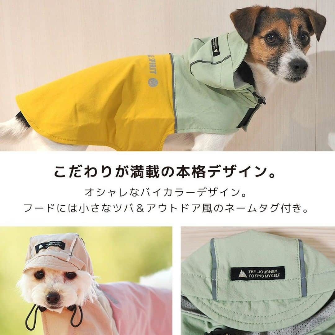 iDog&iCatさんのインスタグラム写真 - (iDog&iCatInstagram)「本日は梅雨の時期に活躍すること間違いなしの「SHIELD COAT バイカラーストレッチイージーレインコート」をご紹介いたします☔✨  バイカラーデザインがオシャレなレインコートです。 表のストレッチ性のあるナイロン素材には防水・撥水加工が施してあります。 さらに防汚・防油加工で付着した汚れも落ちやすいです。  フードと切り替え部分には反射テープが付いており、夜道のお散歩も安心です。 目に入る雨を少しでも防ぐように、小さなツバを縫い付け仕上げました。 さらにドローコードを引っ張ることで、愛犬の顔周りピッタリに調整することができます。オリジナルネームタグがポイントです。  首後にはリードホール付きです。  背中には反射プリントを入れました。 お尻部分がめくれ上がるのを防ぐために、裾裏には尻尾を引っ掛けるゴムが付いています。  首とお腹を面ファスナーで留めるだけで簡単に着せることができます。前後２cm程度の調整が可能です。  総裏メッシュでレインコートにワンちゃんの毛が張りつかないよう仕上げました。  愛犬に雨の日のお散歩を楽しんでほしい。そんな想いから、たくさんの機能を盛り込んだこだわりのペット用雨具です。 簡単に着せられるので、早くお散歩に行きたいワンちゃんにもおすすめです。  ※面ファスナーとはフック状とループ状の布テープを押し付けて貼り合わせる型式の留め具です。  商品番号/16386- 商品名/SHIELD COAT バイカラーストレッチイージーレインコート 3,245円(税込)  #iDog #iDogiCat #iCat #ペット服 #ドッグウェア #レインコート #カッパ #新作 #春夏新作 #犬服 #犬の服 #犬の服iDog #うちの子優勝 #梅雨」6月2日 16時15分 - idogicat