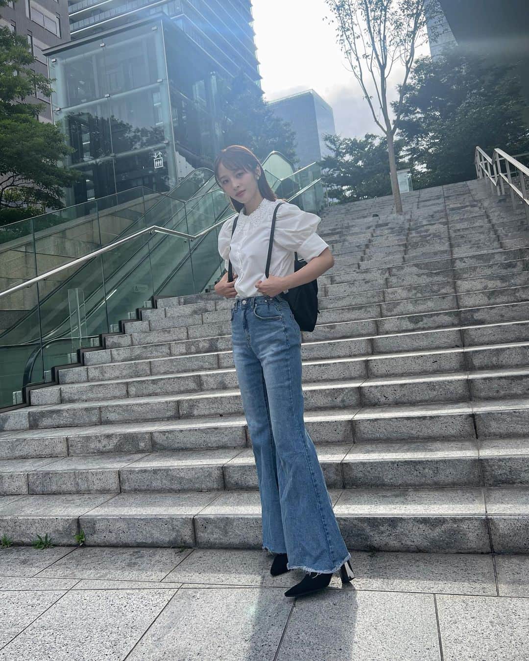 神部美咲のインスタグラム：「珍しくリュック🩵🩶  #zara #dholic」
