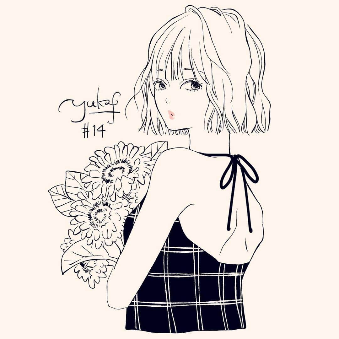 藤原ゆかのインスタグラム：「１日１枚自由お絵描き ✿ 14枚目  #イラスト #イラストグラム」