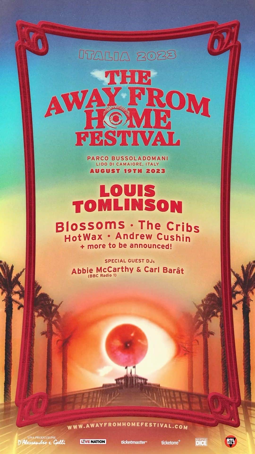 ルイ・トムリンソンのインスタグラム：「The Away From Home Festival Italia 2023.  Tickets on sale now! Link in bio.」