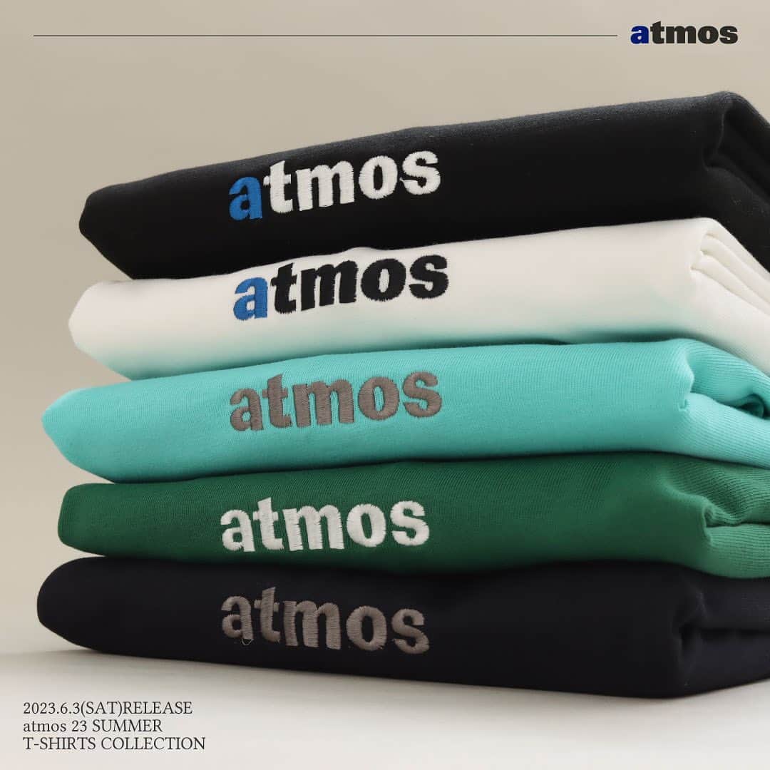 アトモスさんのインスタグラム写真 - (アトモスInstagram)「. 2023.6.3(SAT) RELEASE -atmos 23 SUMMER T-SHIRTS COLLECTION-  atmos Embroidery Classic Logo T-shirts MA23S-TS001 ¥5,500-(tax included)  フロントに「atmos」クラシックロゴを刺繍した人気のスタンダートTシャツが新色を含めた5カラーで再登場。 ボディにはガッシリとした厚みとガサッとした風合いが味わえる、32/2米綿を使用した9オンス生地を採用。油分が少なく、独特の乾いた肌触りで硬めの質感があります。また、毛羽立ちが少なく肌触りが良く耐久性に優れて丈夫な点も特徴的です。  #atmos #atmosapparel #tshirtscollection」5月29日 19時01分 - atmos_japan