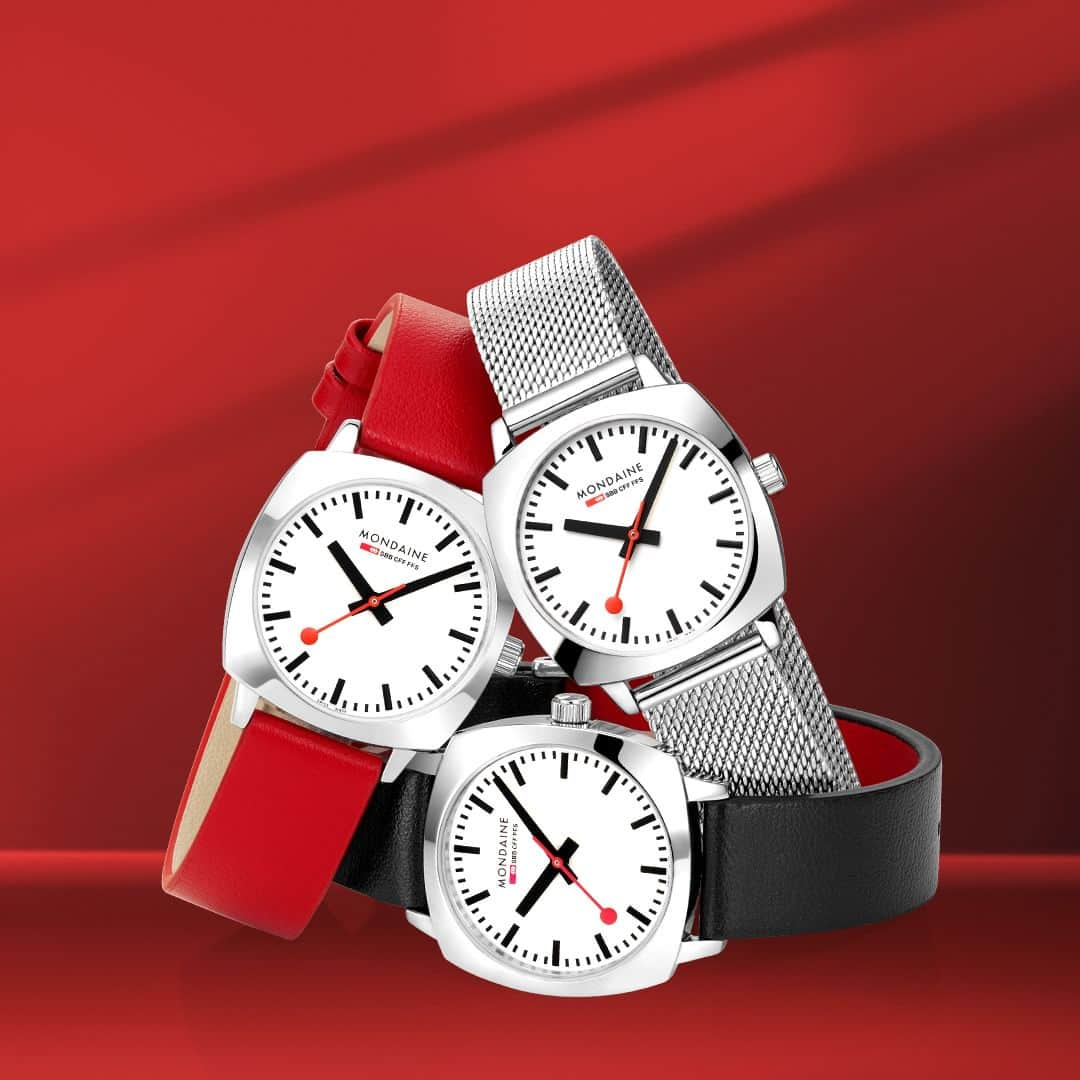 モンディーンのインスタグラム：「The Petite Cushion was designed with women in mind, the perfect 31mm size sits elegantly on smaller wrists. The polished stainless-steel case has a white dial, and it is available with three distinct straps: black vegan grape leather, red vegan grape leather, and a high-quality Milanese mesh stainless steel strap.  #ASICONICASYOU」