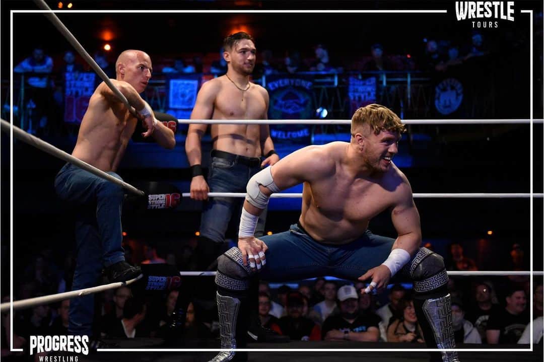 ウィル・オスプレイのインスタグラム：「🫶 Will Ospreay & Paul Robinson are finally reunited as the Swords of Essex in PROGRESS Wrestling.  They are joined by Callum Newman today as they take on CPF.  ⚔️ Live by The Sword. Die by The Swords of Essex.  #PROGRESSWrestling #SSS16」