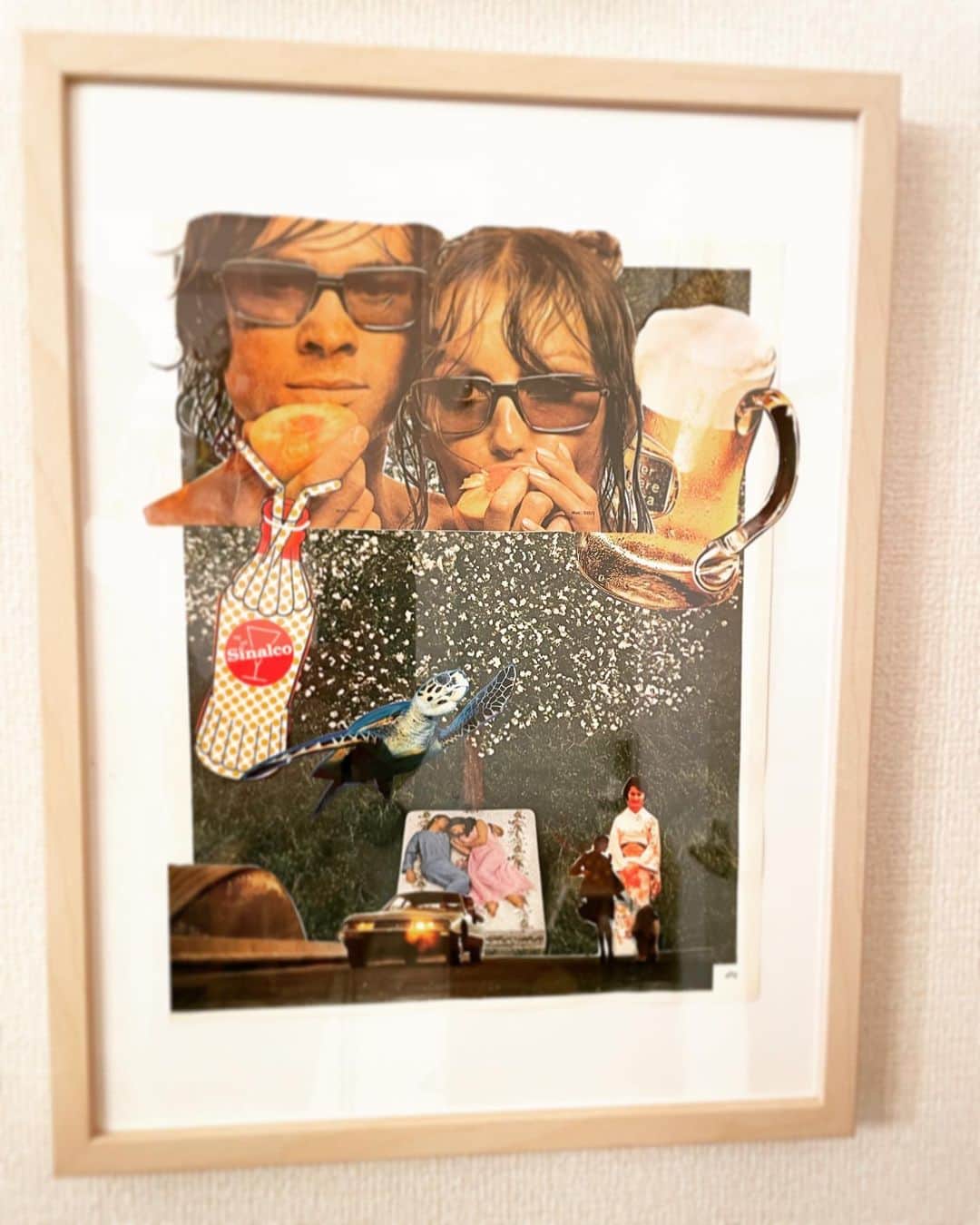 宮田麺児さんのインスタグラム写真 - (宮田麺児Instagram)「額の威力は凄いな。 どこのアーティストの作品やねん みたいになった笑 あとシルクスクリーンして完成 その途中  料理は器で 絵は額で決まるな。  器や額のような芸人になりたい。  #アート #コラージュアート #絵画 #額 #IKEA #シルクスクリーン #高級感」5月30日 15時20分 - miyatamenji
