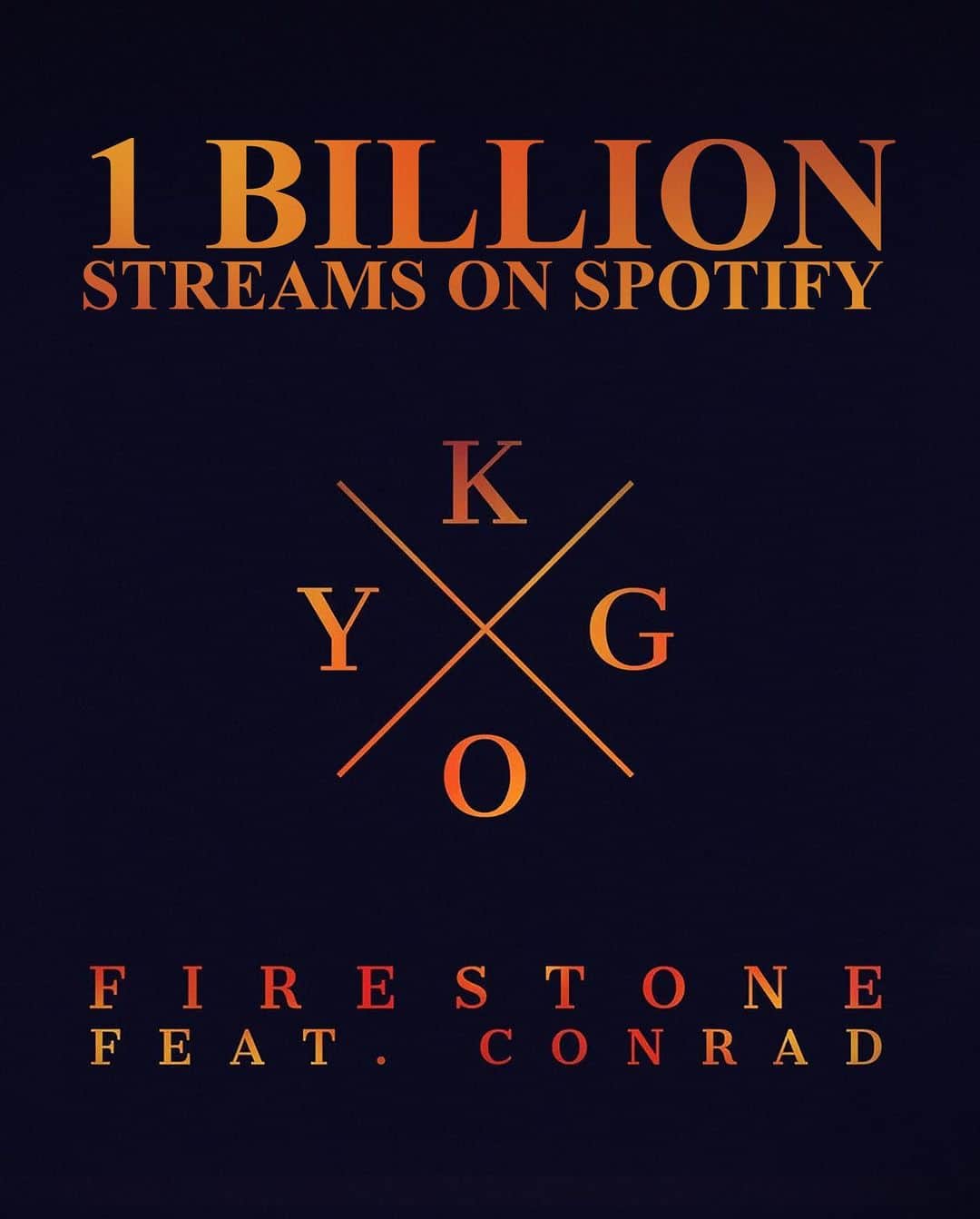 KYGOのインスタグラム：「Wow Firestone just passed 1 billion streams on Spotify!! 🤯 This one is so special to me and I’m forever grateful for all the love you’ve shown to this song…9 years later I still end every set I play with it and I still get goosebumps every time I hear you guys sing along ❤️🙌🏼 @conradofficial」