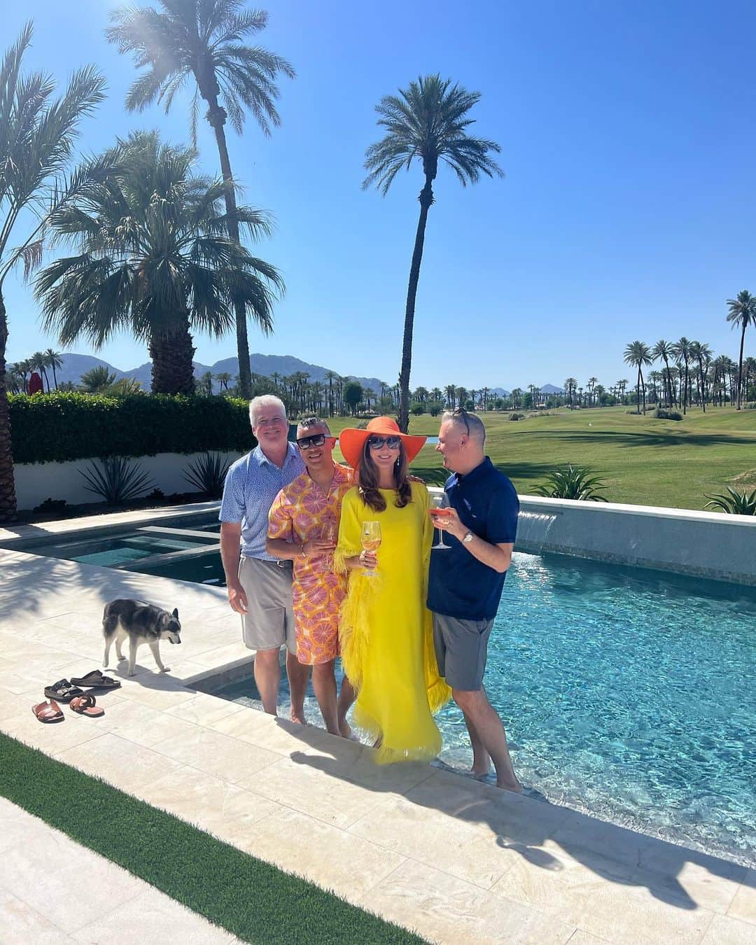 ヘザー・マクドナルドのインスタグラム：「Such a fun day with @helloross @drgarciamathews #memorialday #laquinta @trinaturk #palmsprings #palmdesert #couples #silverfoxes marriedlife #juicyscoop new episode up now」