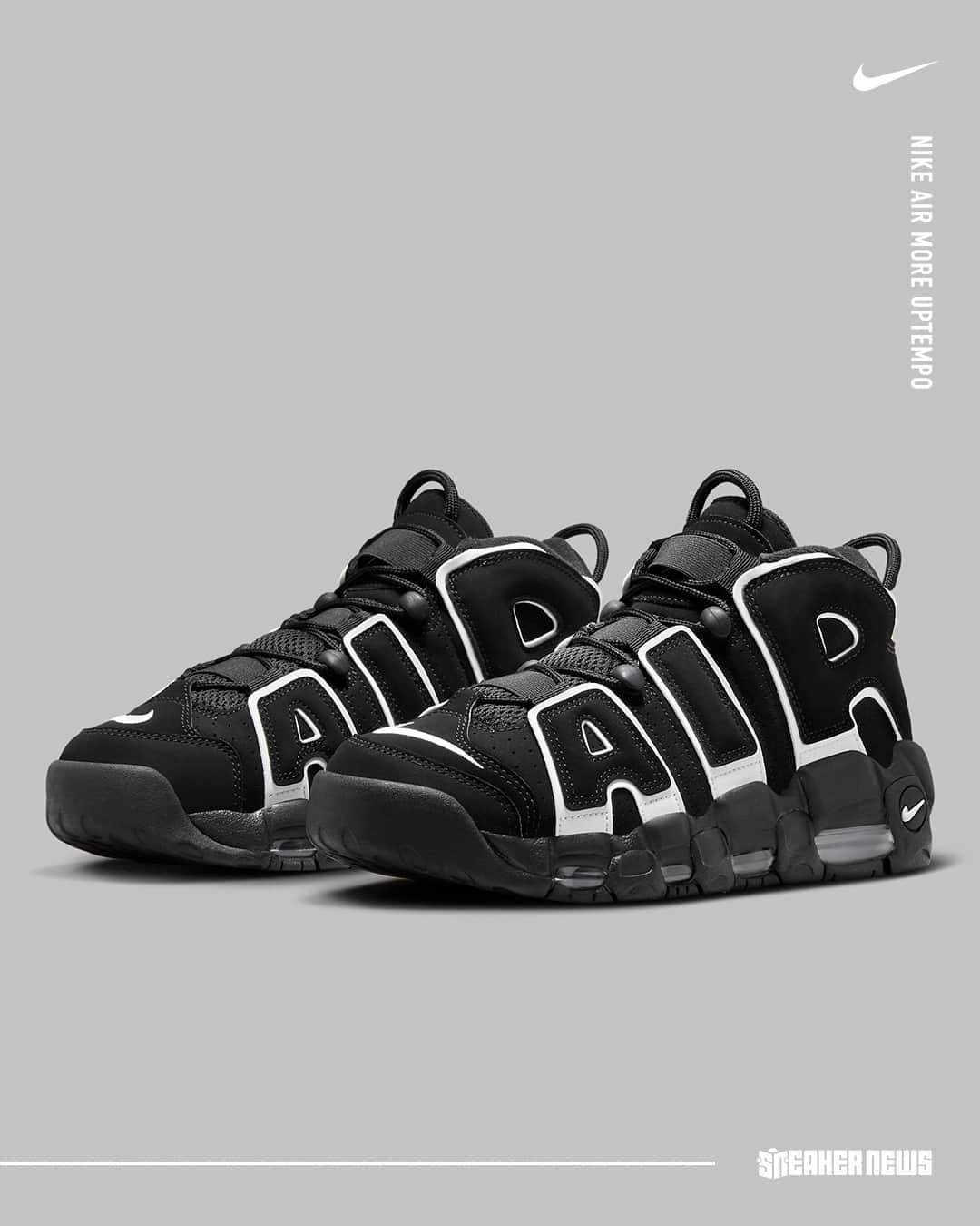 Sneaker Newsさんのインスタグラム写真 - (Sneaker NewsInstagram)「These are not quite the OGs...but they're close! The Nike Air More Uptempo is coming back soon in a black/white colorway with some slight modifications. Tap the link in our bio to get a closer look.」5月31日 1時02分 - sneakernews