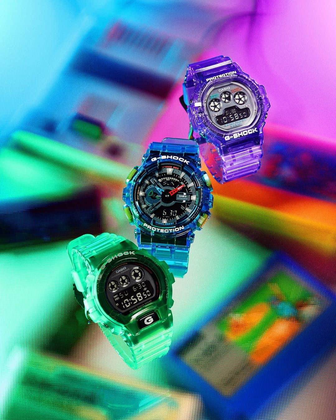 G-SHOCKさんのインスタグラム写真 - (G-SHOCKInstagram)「JOYTOPIA  レトロフューチャーを具現化した「JOYTOPIA」シリーズが新登場。Y2Kのガジェットからインスパイアされたイメージを、ポップなカラーリングとスケルトン素材で表現しました。  The new retro futuristic "JOYTOPIA" series is now available. This pop watch inspired by Y2K gadgets are expressed in vivid colors and skeleton materials.  From left :  DW-6900JT-3JF GA-110JT-2AJF DW-5900JT-6JF  #g_shock #joytopia #dw6900 #ga110 #dw5900 #Y2K #Y2Kfashion #retrofuture #fashion #skeleton #watchoftheday」5月30日 17時00分 - gshock_jp