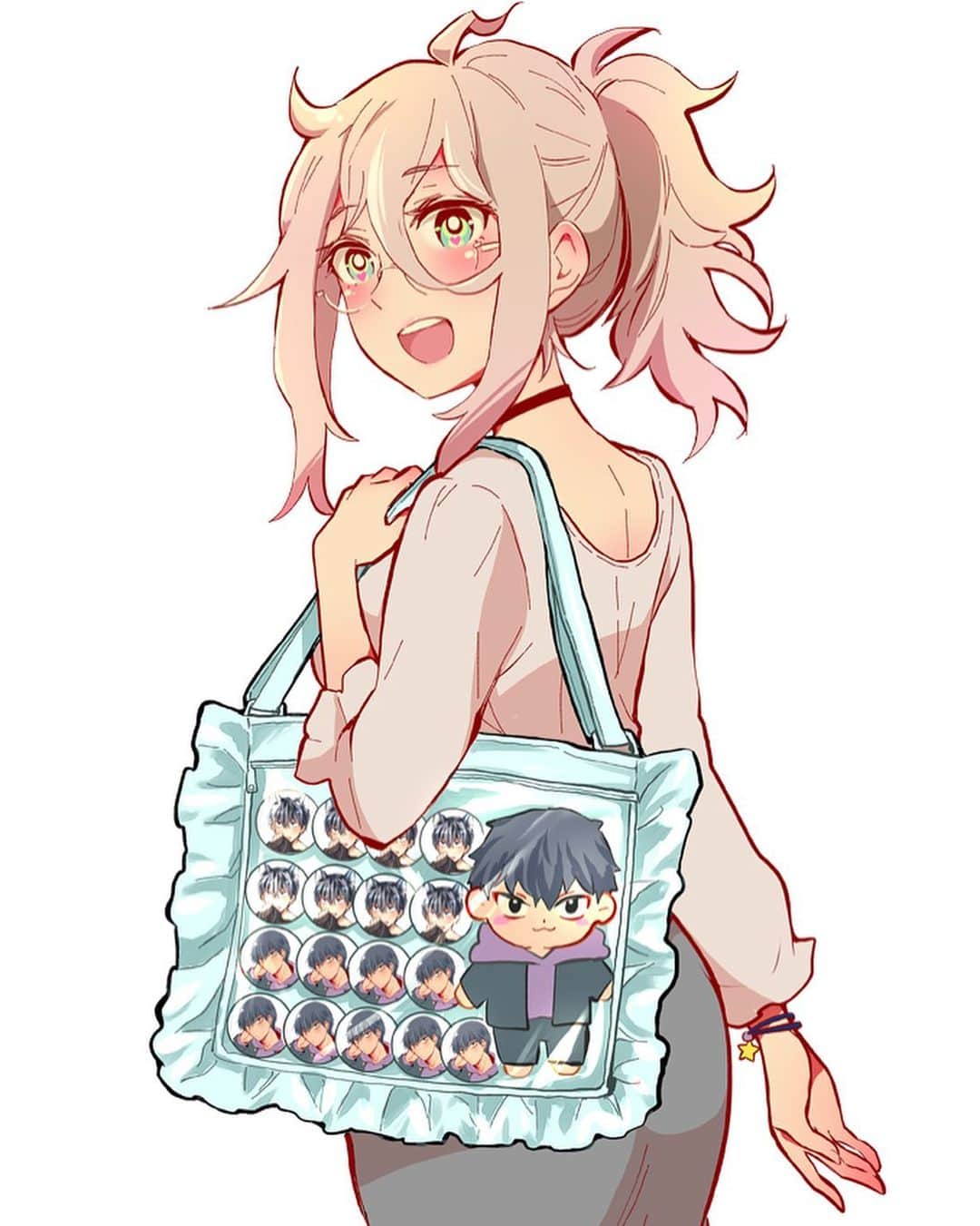 のインスタグラム：「👜💕  #痛バ #痛バッグ  #推し活 #推し活女子  #イラスト #女の子イラスト」