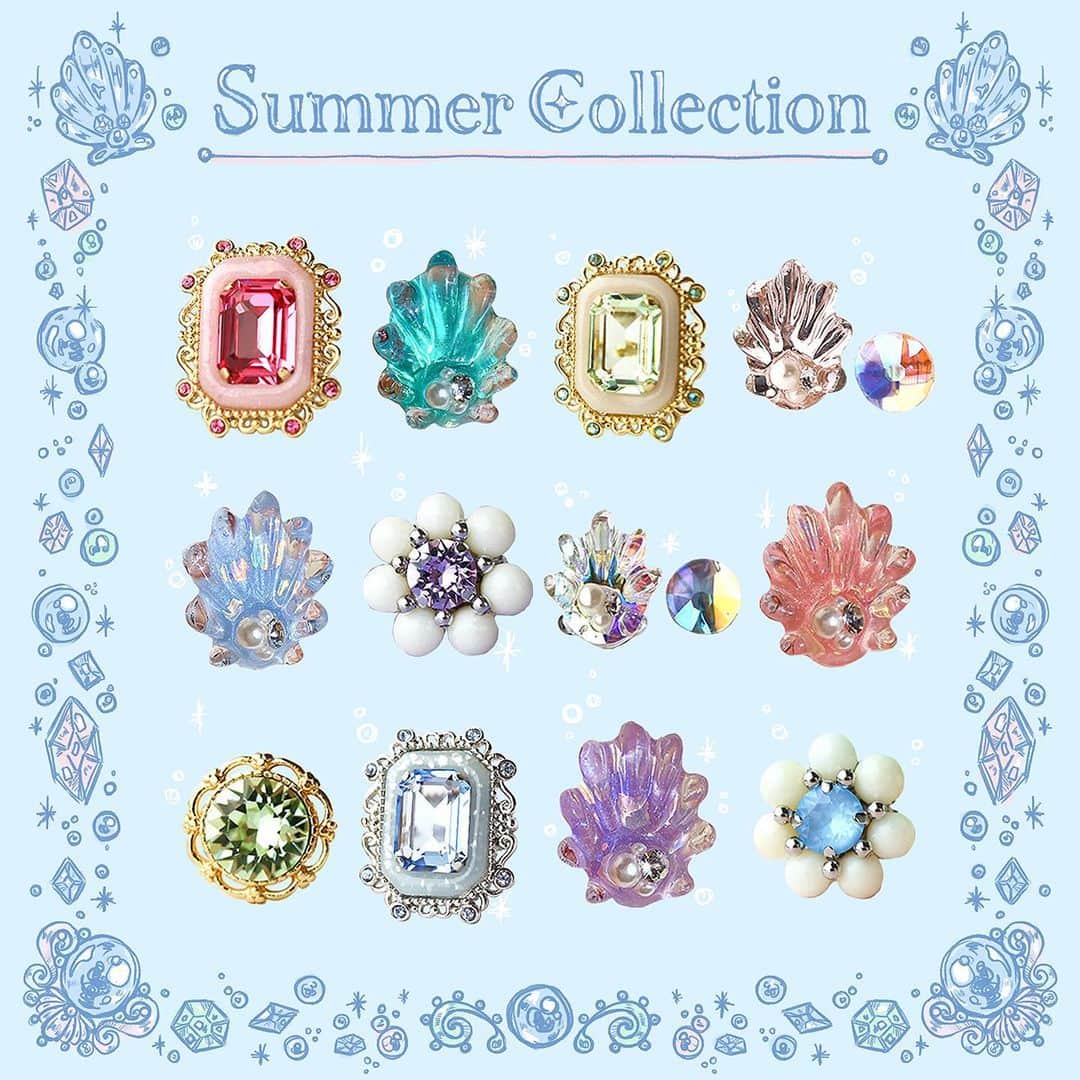 Fukiko-マルベリコのインスタグラム：「✴︎*☆夏のハンドメイドリング☆*✴︎  久しぶりのイラストとSummer Collectionの指輪たち✨💍  オンラインショップにて販売中です＊」