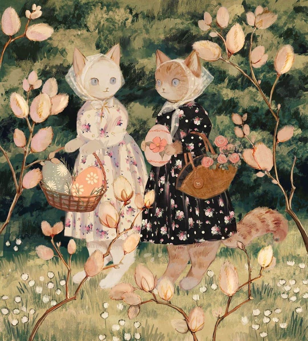 tonoのインスタグラム：「Created in collaboration with Ulyana Sergeenko.  #illustration #easter #cat」
