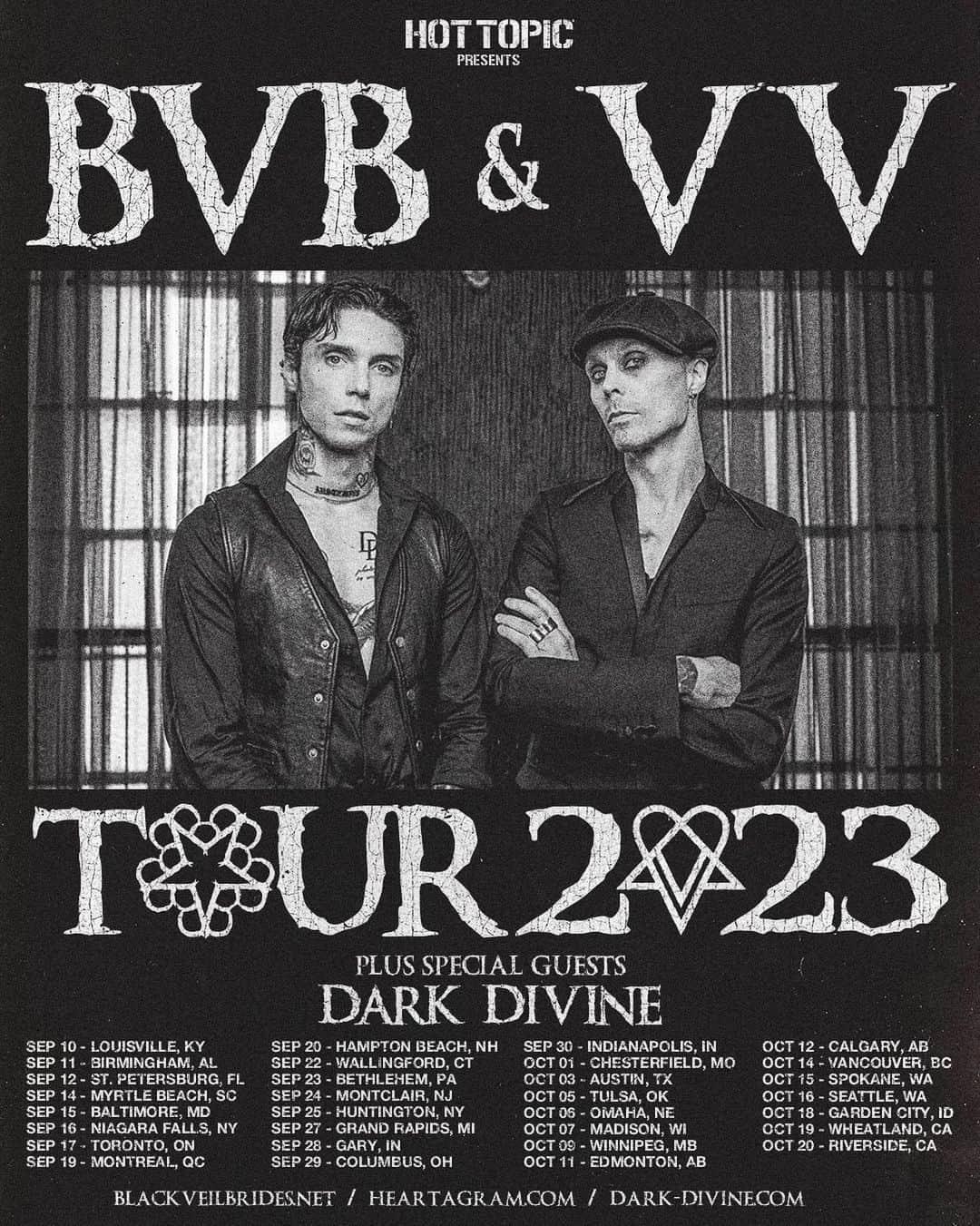 アンディー・ビアーザックさんのインスタグラム写真 - (アンディー・ビアーザックInstagram)「BVB & VV TOUR ⁣⁣ w/ special guests Dark Divine ⁣⁣ @blackveilbrides @heartagram @darkdivineofficial  @hottopic」5月30日 23時01分 - andyblack