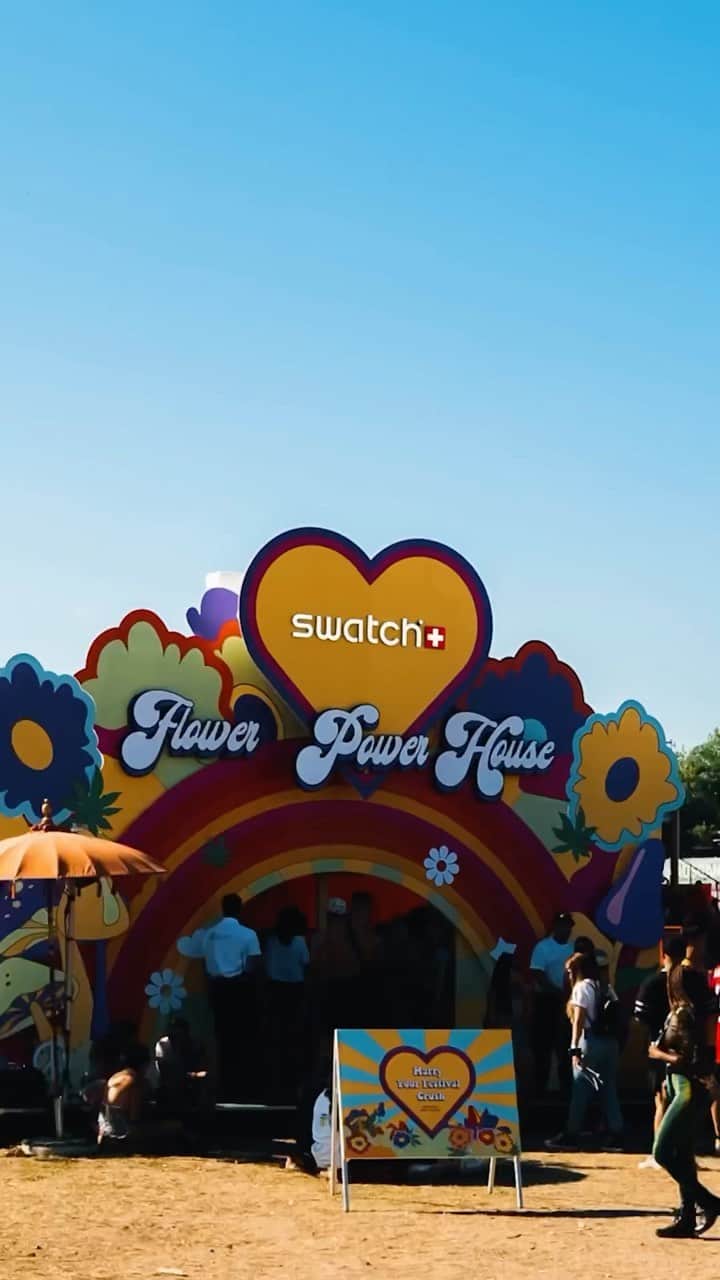 Swatchのインスタグラム：「Festival season is back and Swatch is on tour! 🎤 See you soon at the Flower Power House! 🌼 #Swatch #SwatchLovesMusic」