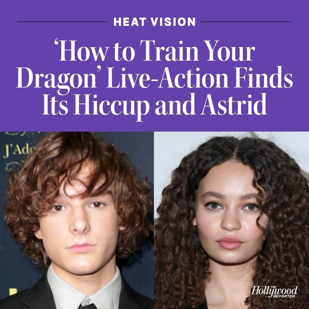 ハリウッド・リポーターのインスタグラム：「#MasonThames, who starred in Universal’s horror hit 'The Black Phone,' and #NicoParker, the rising actress who was last seen in HBO’s #TheLastofUs, are set to star as Hiccup and Astrid in Universal’s live-action adaptation of DreamWorks Animation’s 'How to Train Your Dragon.' Hit the link in bio for more details on the film.」