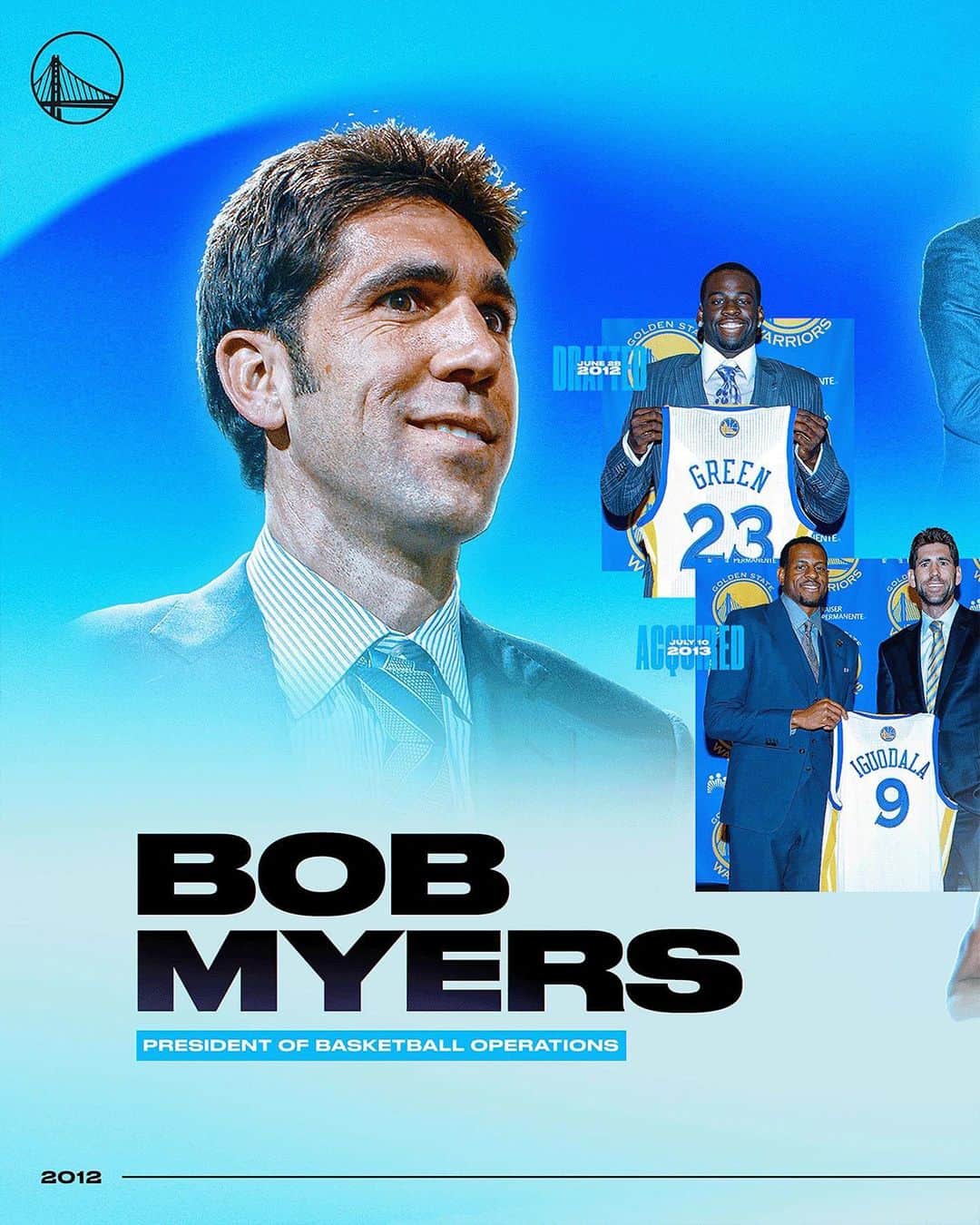 ゴールデンステート・ウォリアーズのインスタグラム：「Bob Myers’ run as the leader of our Basketball Operations group was historic.」