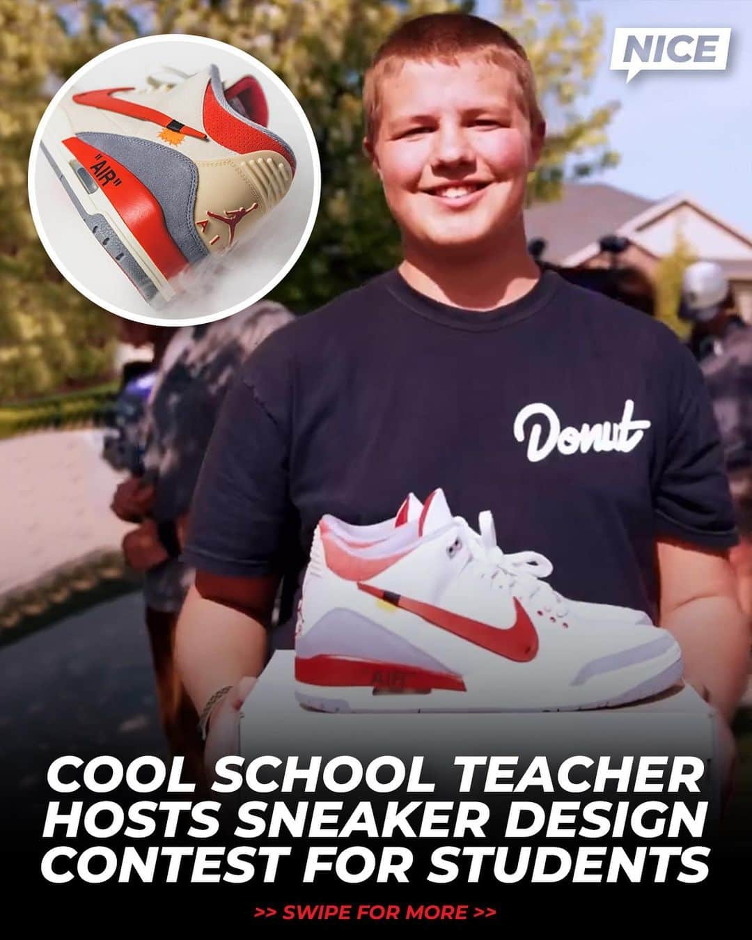 Nice Kicksさんのインスタグラム写真 - (Nice KicksInstagram)「Middle school teacher @ad__sneaks hosted a sneaker design contest for his students and had the winning sneaker created irl by @jsm_801_customs 🔥🔥」5月31日 6時34分 - nicekicks