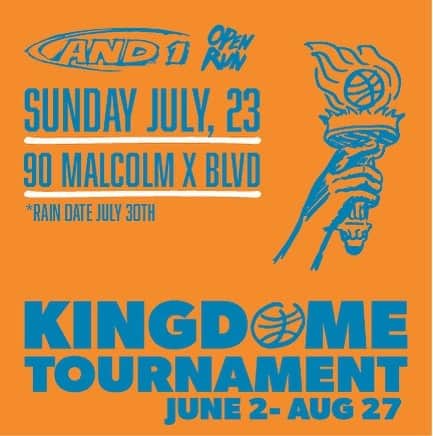 のインスタグラム：「NEW YORK CITY!! THE MECCA!! ALL HOOPERS PULL UP ON US AND SHOWCASE YOUR TALENTS!! BRING YOUR A GAME!!   OPEN RUN: JULY 23RD KINGDOME TOURNAMENT: JUNE 2-AUG 27  AND1 BACK!!」