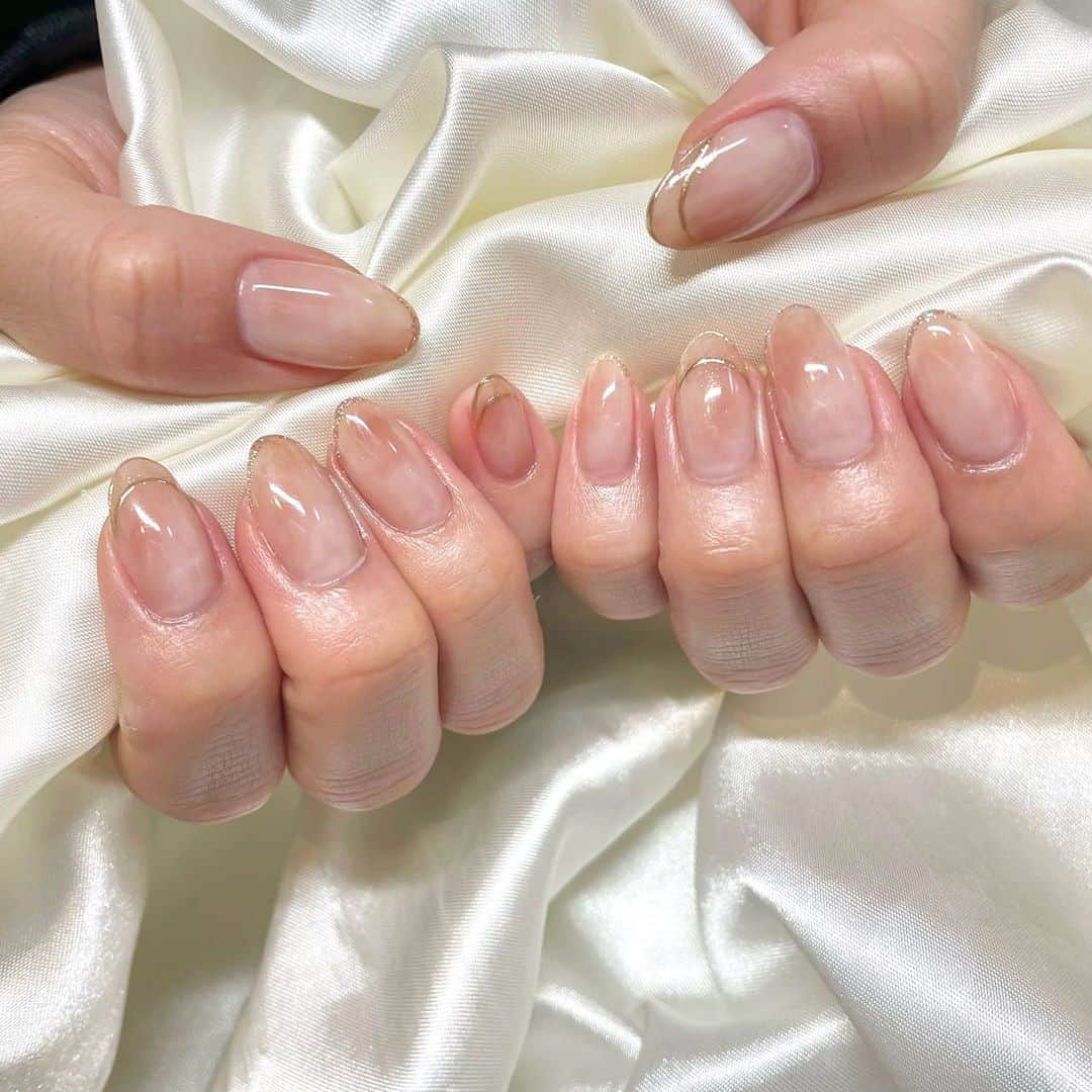 のインスタグラム：「♡ new nail🍑 大人可愛いニュアンスネイル💅  きょん、今回もありがとう🫶  🧡▶︎ @kyonsta_07   #ネイルデザイン」