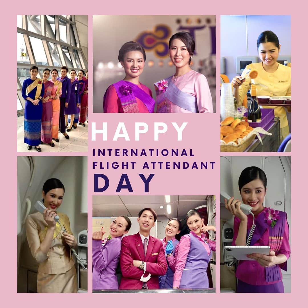 のインスタグラム：「To all our amazing flight attendants, thank you for your dedication, professionalism, and warm hospitality. You make every journey with Thai Airways a truly memorable experience!  💙 Let your wings carry you to new heights, as you continue to soar with grace and elegance.  #thaiairways #smoothassilk #tgcrew #flightattendant #happy #happyflightattendantday #magicaljourney」