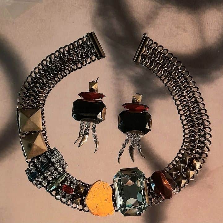 のインスタグラム：「Dirty luxury collection ss 2012. #luxuryjewerly #brassjewelry #swarovsky #iossellianifashionjewerly #fashioncollection #fashıonjewelry #ss2012collection #archive #jewelrydesigns」