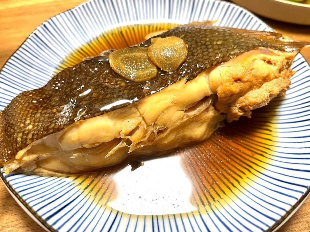 辻本耕志のインスタグラム：「カレイの煮付け、オクラのおひたし、茄子のナムル、ピーマンの焼き浸し、セロリポン酢。家飯、最高。 #家飯」