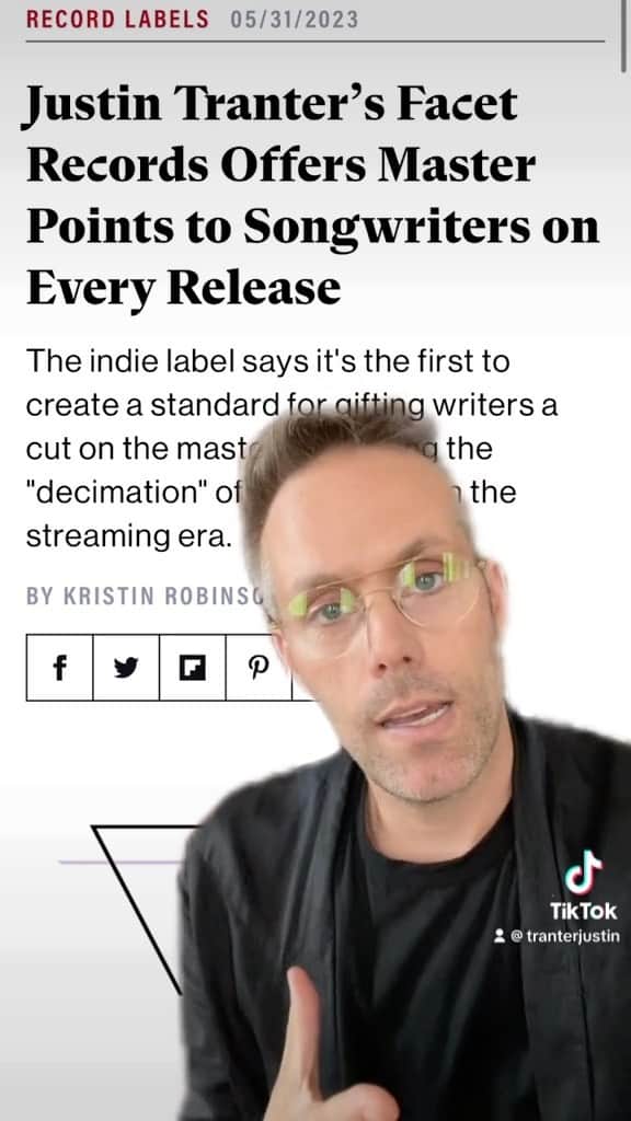 のインスタグラム：「If I’m gonna talk the talk about treating songwriters better I have to walk the walk. Link in bio to read full article. @facethouse」