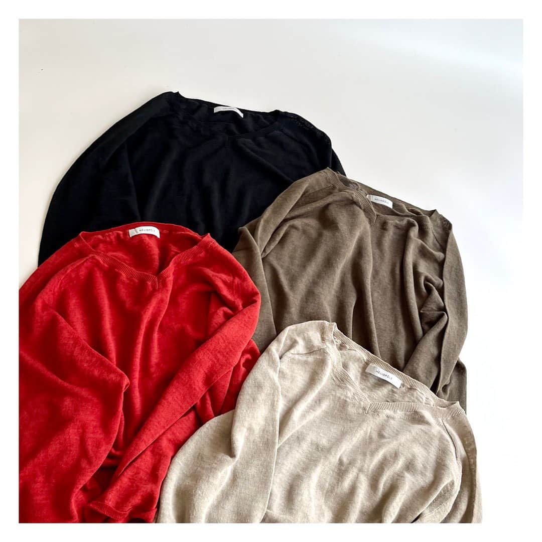 エリオポールのインスタグラム：「2023 Summer Collection  Knit  16.500yen / HÉLIOPÔLE   Ref: 13003089041HN Color: Red. Beige. Khaki. Black Siz: 38  店舗にてお電話による通販対応も承っております。  HELIOPOLE代官山店  03 3770 6438  HELIOPOLE 札幌店  011 209 5455  HELIOPOLE 広島店  082 542 7033   @heliopole_official #HELIOPOLE  #エリオポール」