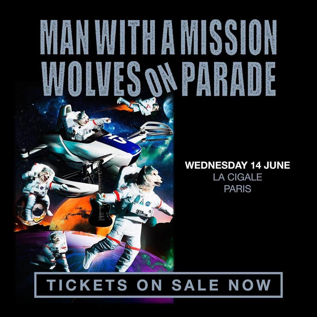 Man With A Missionさんのインスタグラム写真 - (Man With A MissionInstagram)「Paris 🇫🇷 Are you ready?! Not long to go until our Wolves on Parade show comes to La Cigale!   🎟Get your tickets via the link in bio.   We can't wait to see you all 🖤   #manwithamission #mwam #mwamparis #wolvesonparade #lacigale」6月1日 1時38分 - mwamofficial