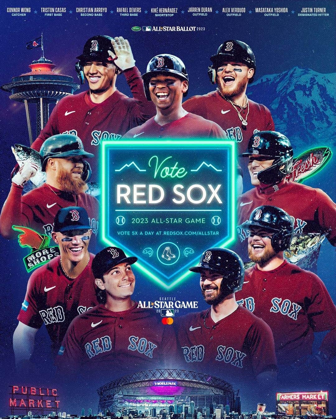 ボストン・レッドソックスのインスタグラム：「#VoteRedSox and send the boys to Seattle!」