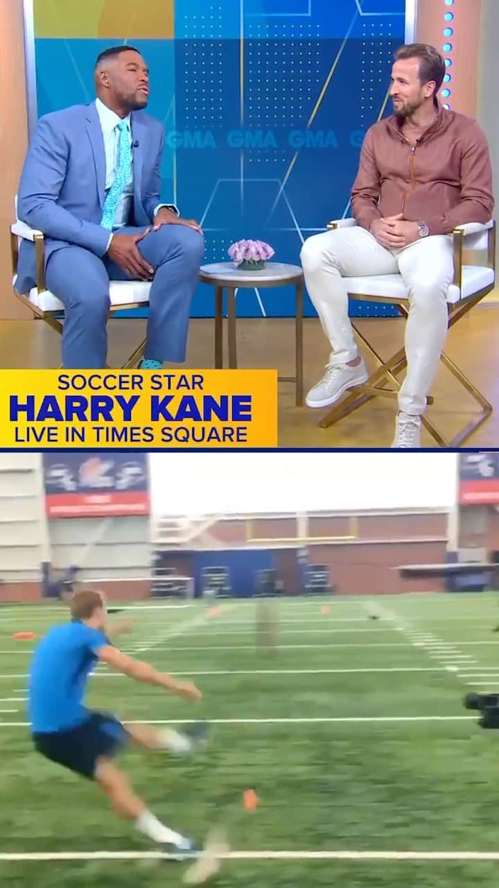 ハリー・ケインのインスタグラム：「Harry Kane the kicker? 👀 (via @goodmorningamerica, @harrykane)」