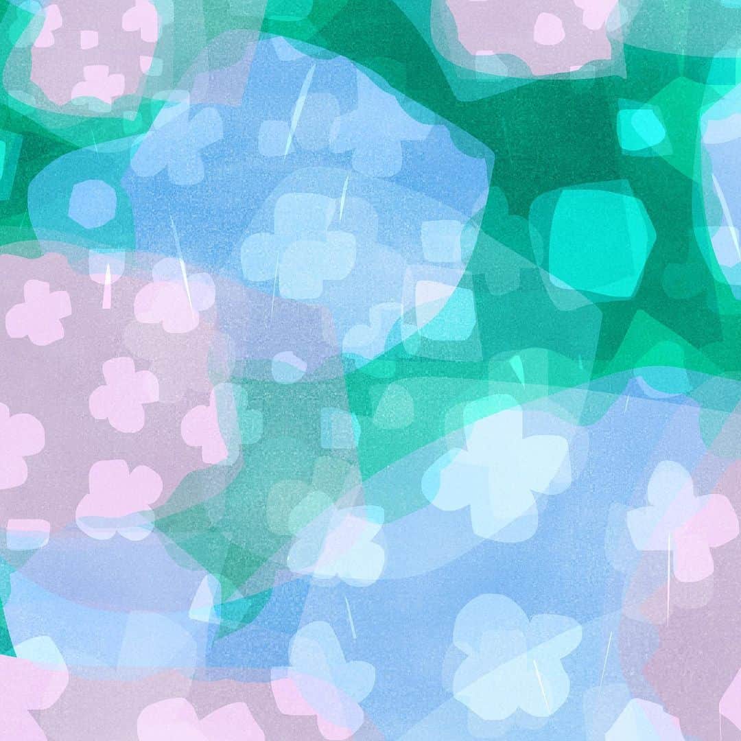 カナヘイのインスタグラム：「紫陽花小道 □□□ □□■  #6月壁紙 #Illustration #making #タイムラプス #メイキング #kanahei #卡娜赫拉 #卡娜赫拉的小動物 #カナヘイの小動物 #紫陽花」
