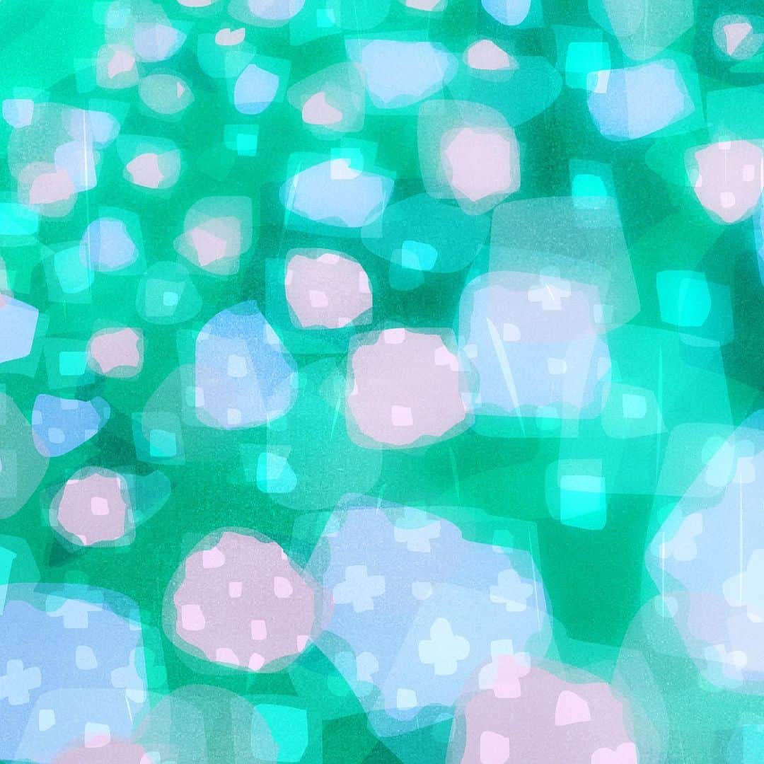 カナヘイのインスタグラム：「紫陽花小道 □□■ □□□  #6月壁紙 #Illustration #making #タイムラプス #メイキング #kanahei #卡娜赫拉 #卡娜赫拉的小動物 #カナヘイの小動物 #紫陽花」