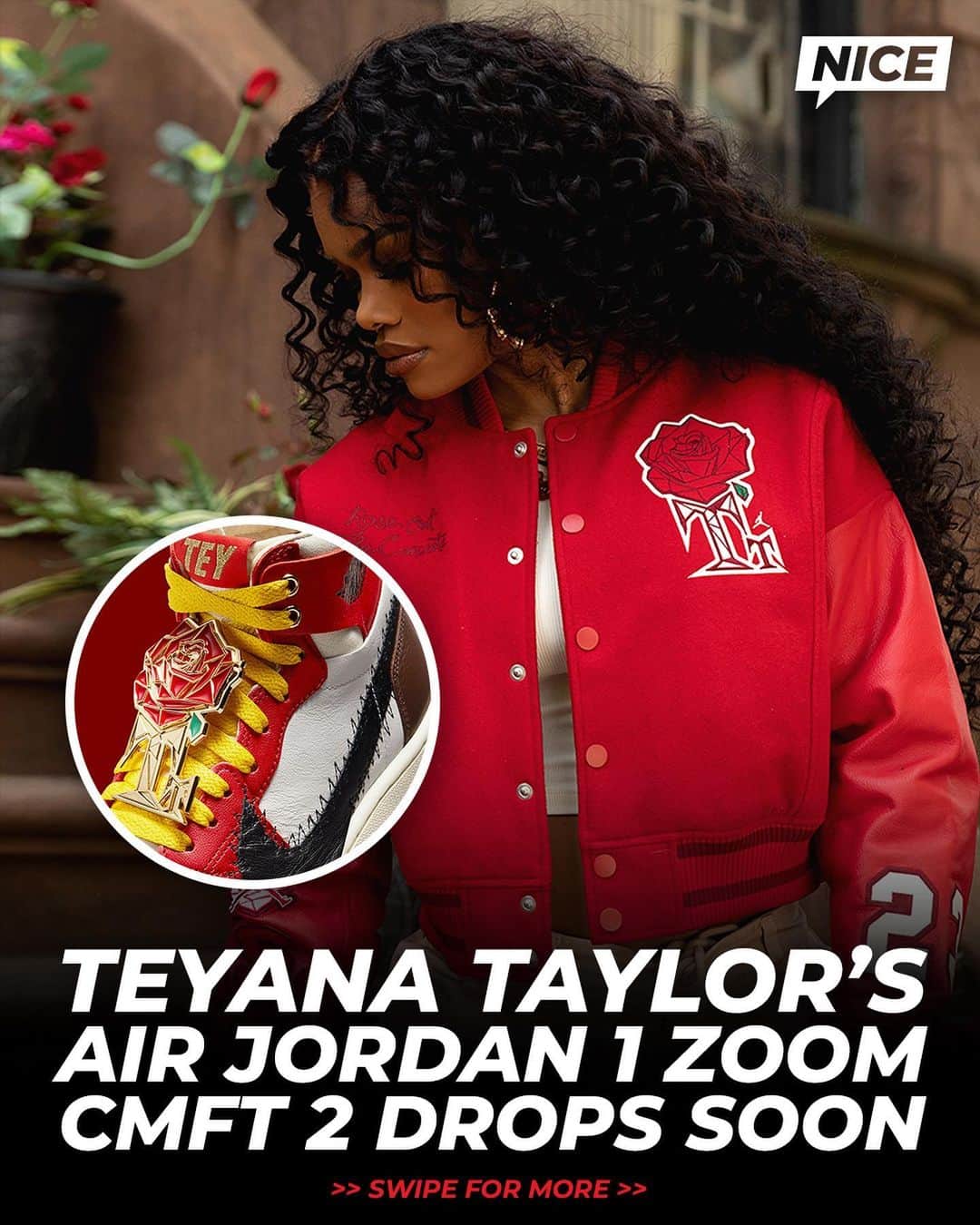 Nice Kicksさんのインスタグラム写真 - (Nice KicksInstagram)「Inspired by one of @teyanataylor’s favorite metaphors: Overcoming a struggle is like a rose rising out of the concrete, Taylor’s first Jordan sneaker is set to release June 1 on SNKRS 🌹 @nicedrops   LINK IN BIO for more info 📲」6月1日 7時19分 - nicekicks