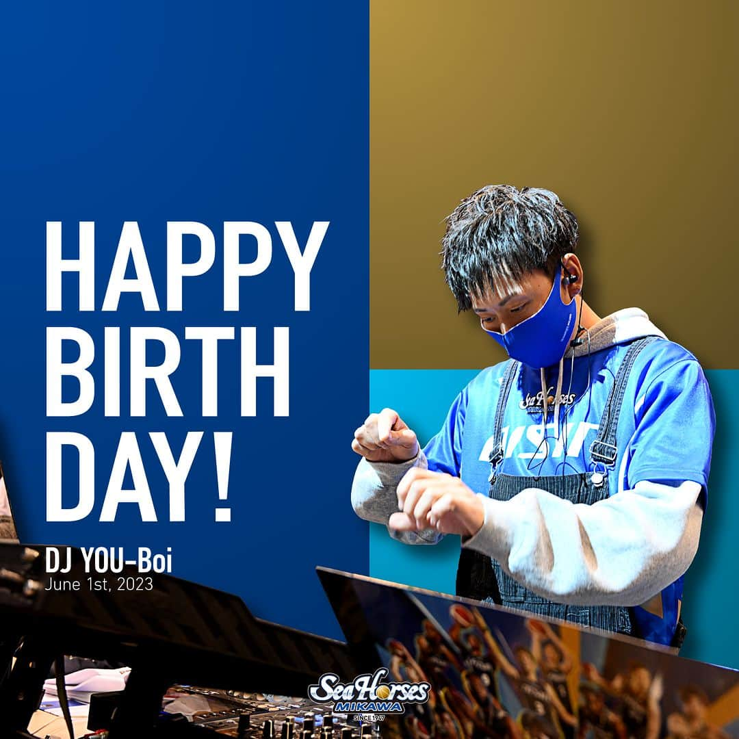 シーホース三河さんのインスタグラム写真 - (シーホース三河Instagram)「ホームコートDJ「DJ YOU-Boi」さんの誕生日🎂  🎉Happy Birthday🎉 皆さまからの祝福コメントをお待ちしてます✨  #解き放て  #シーホース三河 #Bリーグ #シーホース #seahorsesmikawa #BLEAGUE #バスケットボール #バスケ #basketball #三河」6月1日 7時15分 - go_seahorses