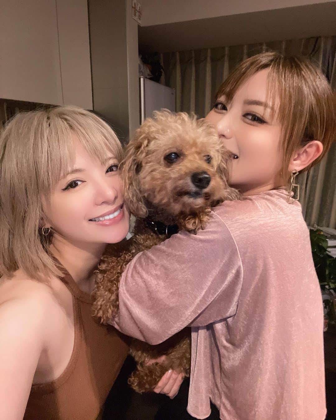 星美りかのインスタグラム：「もっと強く抱きしめてほしいの👱‍♀️🐶👱‍♀️💗」