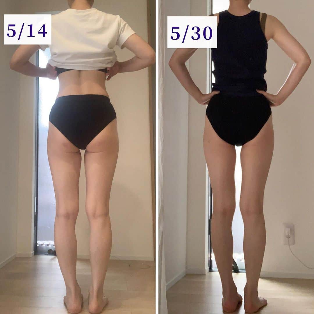 y1735kのインスタグラム：「【6月オンラインレッスン】 🍑お尻向上ヨガ🍑 16日（金）10時30分〜 27日（火）14時〜 75分のレッスンを予定してます。 また詳細あげます！  5/14〜22日経由して（前post） 30日までの成果。 個人的にお尻はもちろん内腿の筋見えてるの嬉しい🥹 内転筋が鍛えられると 引き寄せたり引き上げたりする感覚が つかみやすくなってきます。  骨盤底筋とも連動するので 尿漏れや産後の緩み改善にも とても良いのです。 ・ トレーニング強化期間は 自分でメニューを組んでやったり YouTubeも見たりしてます （今回は中山きんにくんさんとB Life）▷気に入ったものをしばらく続けるのがおすすめ。  動いてておもうのです。 たくさんの動画、情報も溢れている中、  『何をやるかよりもどう動くか』 がきっと大切。  そのポイントをつかめると 今まで30回なんとなくやってた 内容が15回でも充分効果が出てくる （ちゃんとやるとキツイのでね！）  こちらもオンラインレッスンで 取り組んでいきます🍑 一緒に頑張りましょー！  次の投稿では よくやりがちな動き ⭕️❌でまとめてみました！ ご覧いただけますと嬉しいです☺️  #お尻向上委員会  #ヨガ #ヒップアップ #姿勢 #太ももトレーニング」