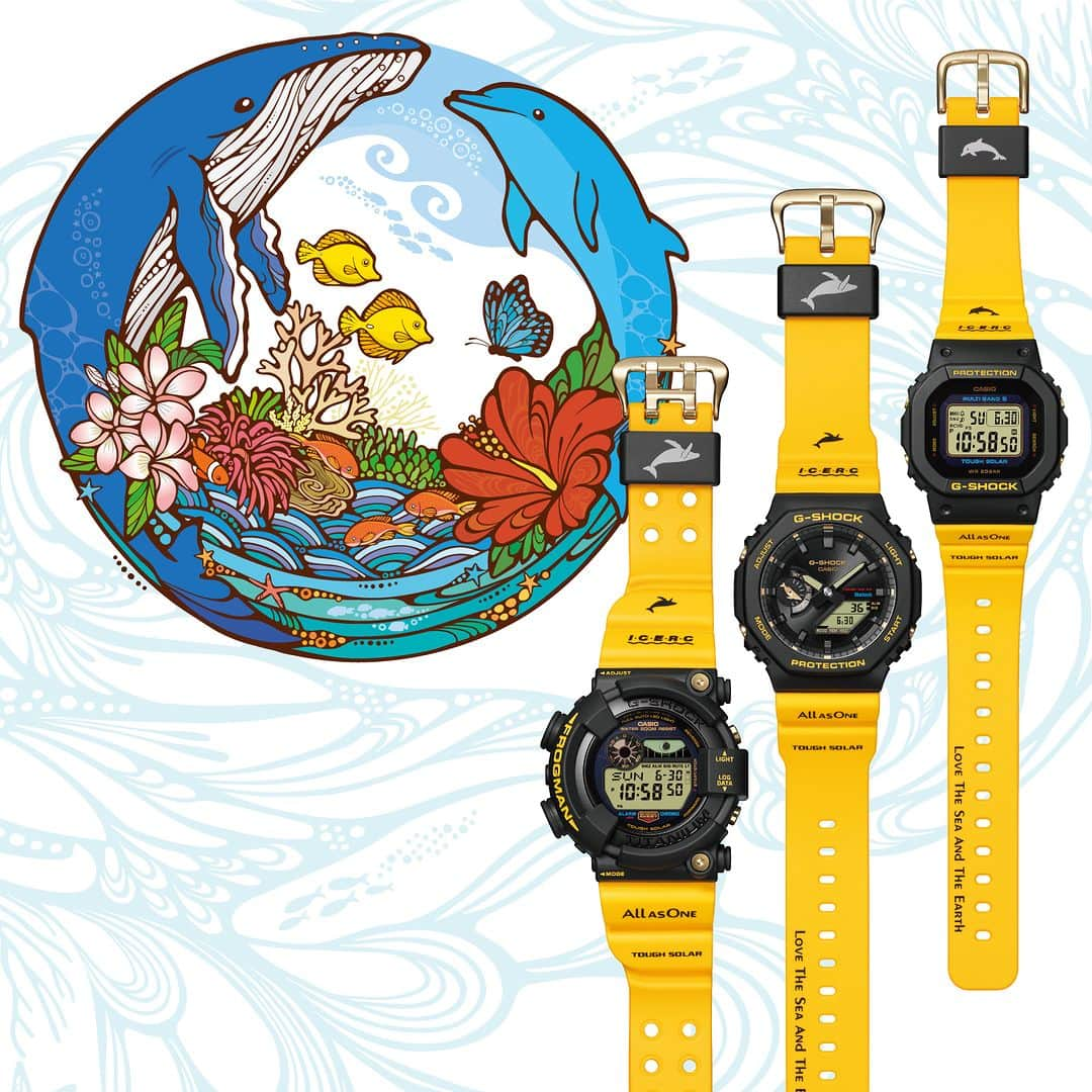 G-SHOCKさんのインスタグラム写真 - (G-SHOCKInstagram)「Love The Sea And The Earth LIMITED EDITION  G-SHOCKとBABY-Gは、これまでさまざまな環境団体とのコラボレーションモデルを制作し、団体へのサポートを続けています。1994年から始まった「アイサーチ・ジャパン」とのコラボレーション、通称「イルカ・クジラ」モデル。G-SHOCK40周年を記念した今回のモデルは、初代DW-6100DWのカラーを復刻。コラボレーション初のバイオマスプラスチックを採用し、環境への配慮を通じて、美しい自然を守りたいという想いを形にしました。  G-SHOCK and BABY-G has been supporting various environmental organizations, and created many collaboration models. The first model in collaboration with ICERC Japan, called "Dolphin and Whale" model, was created in 1994. This year in celebration of G-SHOCK's 40th anniversary, the colors of the original DW-6100DW are reissued. This is the first collaboration to use biomass plastic, reflecting our belief in preserving the beauty of nature.  GW-8200K-9JR GA-B2100K-9AJR GMD-W5600K-9JR  @icerc_japan  #g_shock #gshock40th #gw8200 #gab2100 #gmdw5600 #lovetheseaandtheearth #icercjapan #collaboration #watchoftheday」6月1日 12時00分 - gshock_jp