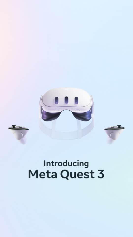 マーク・ザッカーバーグのインスタグラム：「Introducing Meta Quest 3. The first mainstream headset with high-res color mixed reality. 40% thinner and more comfortable. Better displays and resolution. Next gen Qualcomm chipset with 2x the graphics performance. Our most powerful headset yet. Coming this fall.  Starting at $499, Quest 3 will be the best way to experience mixed and virtual reality in a standalone device. It'll be compatible with Quest 2's entire library with more titles coming. More details at our Connect conference on September 27.」