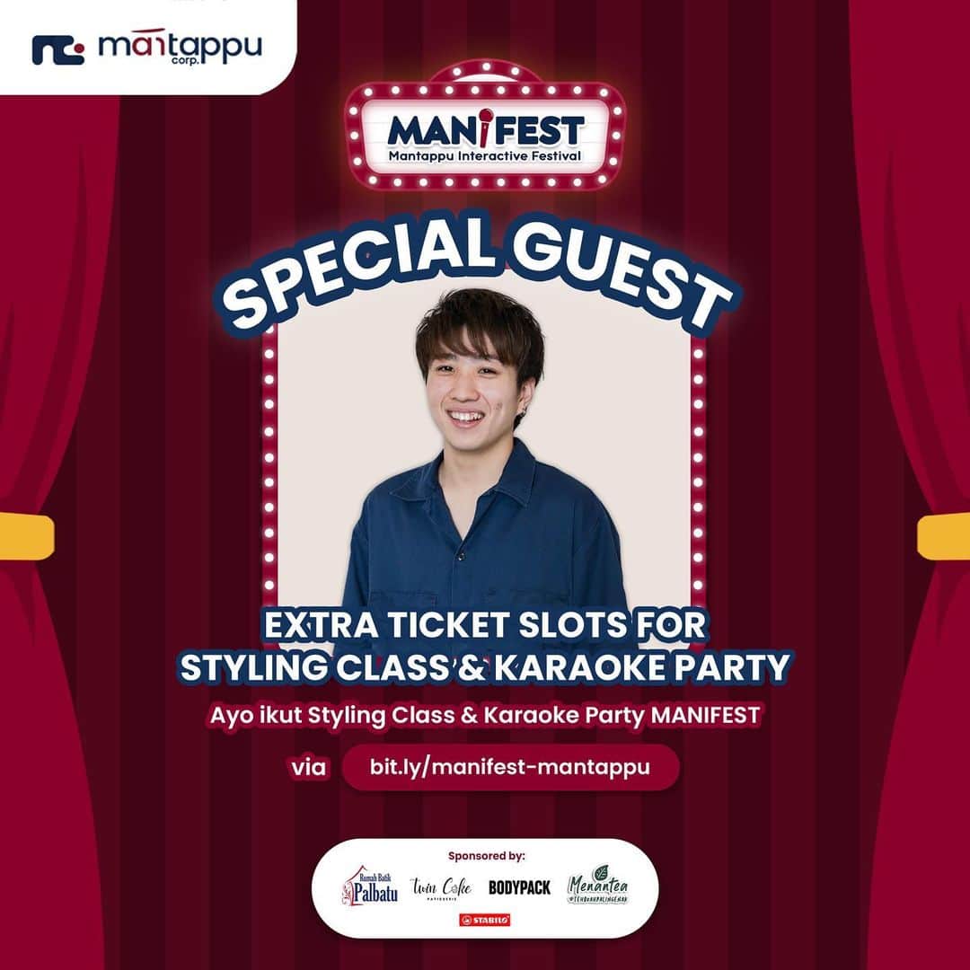大塚稜馬さんのインスタグラム写真 - (大塚稜馬Instagram)「WELCOME TO INDONESIA & SEE YOU ON MANIFEST, OTSUKA🎉  Otsuka will be joining MANIFEST’s Styling Class & Karaoke Party as a special guest!  GET YOUR TICKETS NOW: 🎫 bit.ly/manifest-mantappu 👚 STYLING CLASS - 💸 90K *Styling class tickets will be available until June 2nd 19.00 WIB 🎤 KARAOKE PARTY - 💸 100K  *Karaoke Party tickets will be available in limited stocks until:  1. June 3rd, 23.00 WIB (online purchase)  2. June 4th - offline purchase on the spot, from 14.00 WIB  SEE YOU THERE😍」6月1日 16時33分 - otk_rym